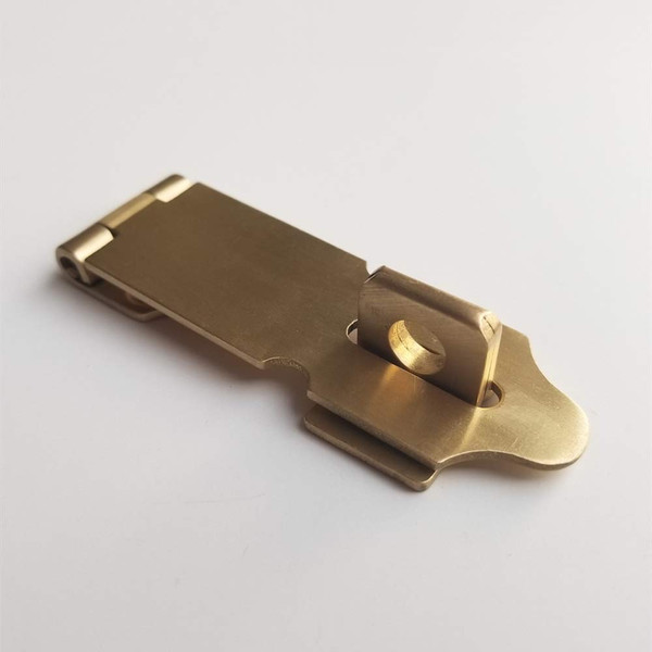 Runningfish Solid Brass Padlock Hasp, Heavy Duty Door Clasp, Safety Lock Latch for Antique Modern Furniture Drawers Cabinet Doors (3.5inch, Brass)