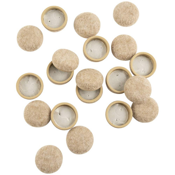 Super Sliders Secure Grip Formed Felt Movers for Furniture to Protect Hard Surfaces, 1.25", Beige (20 Pack)