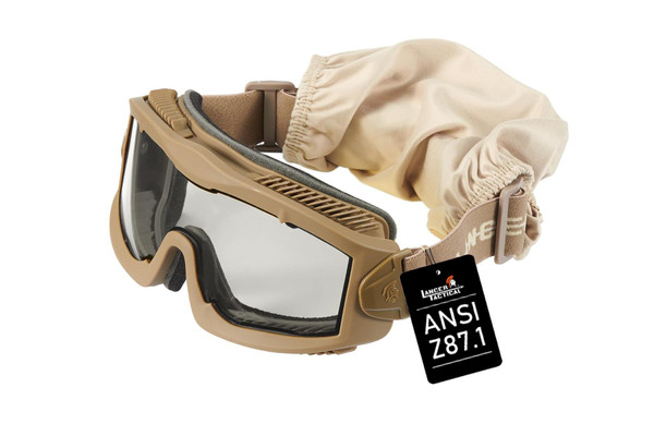 Lancer Tactical AERO Airsoft Tactical Safety Goggles -3mm Dual Pane Lens, Anti-Fog Glasses for Hunting and Cycling-One Len (Tan/Clear) Lancer Tactical AERO Airsoft Tactical Safety Goggles -3mm Dual Pane Lens, Anti-Fog Glasses for Hunting and Cycling-One Len (Tan/Clear)