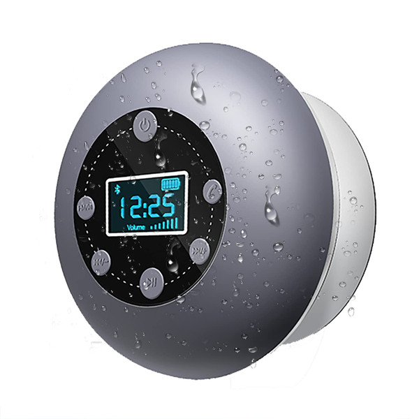 Shower Radio Bluetooth Speaker 5.0, CIYOYO Waterproof Wireless Bathroom Dab Music with Suction Cup FM Microphone 10 Hours LCD Clock Display SD Card Playing Free Call for iPhone