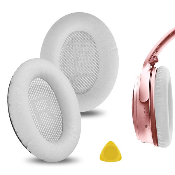 Geekria Replacement Ear Pads for Bose New QuietComfort, QC 45/ 35II/ 35IIGaming/ 35/25/ 15/ SE, AE 2/2i/2w, SoundTrue, SoundLink AE2 Headphones, Ear Cushions with Video Guide (White)