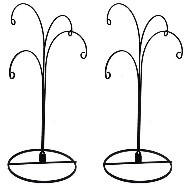 HOHIYA Ornament Display Stand 12 Inch 4-Arm Metal Holder for Christmas Ornaments Glass and Crystal Ball Decorations Art Craft Hanging Hanger Black 2 Pack
