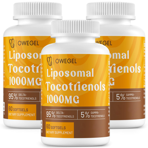 Liposomal Tocotrienols 1000mg - High Bioavailability Vitamin E Tocotrienols Supplements,95% Delta & 5% Gamma Tocotrienol Capsules Support Skin,Bone,Antioxidant,180 Softgels