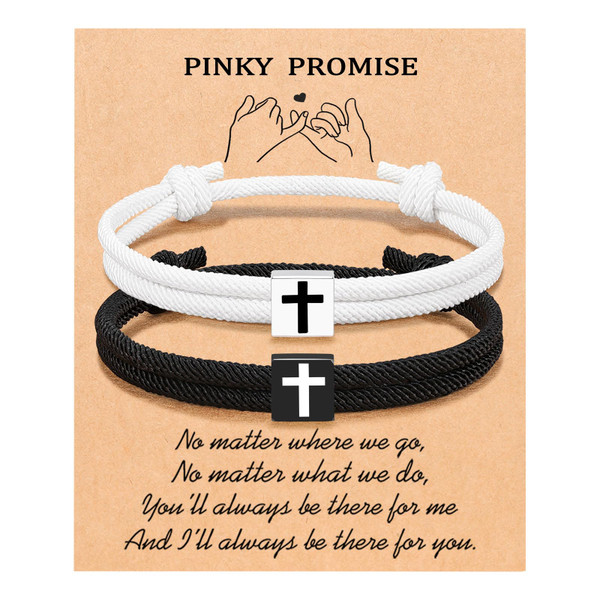 UNGENT THEM Matching Couples Bracelets Cross Pinky Promise Relationship Valentines Sweetest Birthday Gifts for Him Her Boyfriend Girlfriend