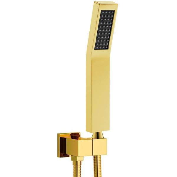 Bathroom Handheld Shower Wand, Hand Brass Shower Head with Long Hose, Gold Shower Head with Handheld Sprayer Showerhead Holder Wall Mount, BELLEARLY