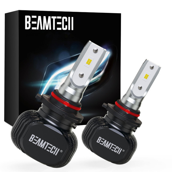 BEAMTECH 9005/HB3 Bulbs, S1 Series Fanless Fog Light 300% Brighter 6500K Xenon White, 2 Bulbs