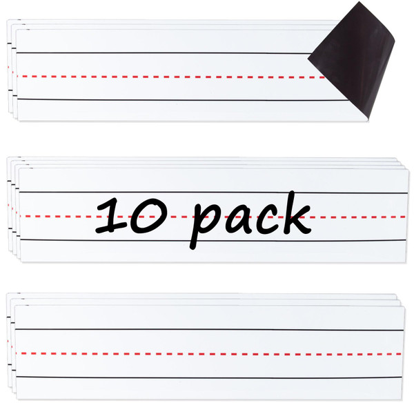 Jianwen Dry Erasable Magnets Sentence Strips,Lined Erase Magnetic Tape 12x3 inches,10 Pack Teacher Must Haves for Classroom