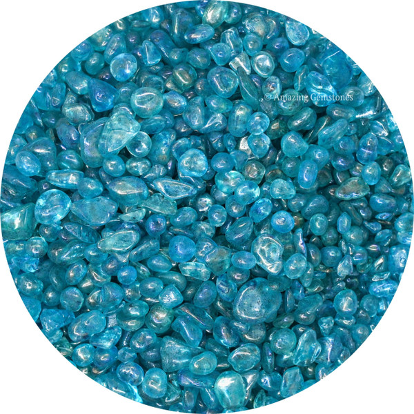 Amazing Gemstone Aqua Aura Quartz Crystal Chips Aquarium Gravel Rocks - Aura Quartz Chips Bulk Fish Tank Gravel, Small Tumbled Stone Chips, Tiny Crystals for Decoration (Natural AAA Grade Gemstones)