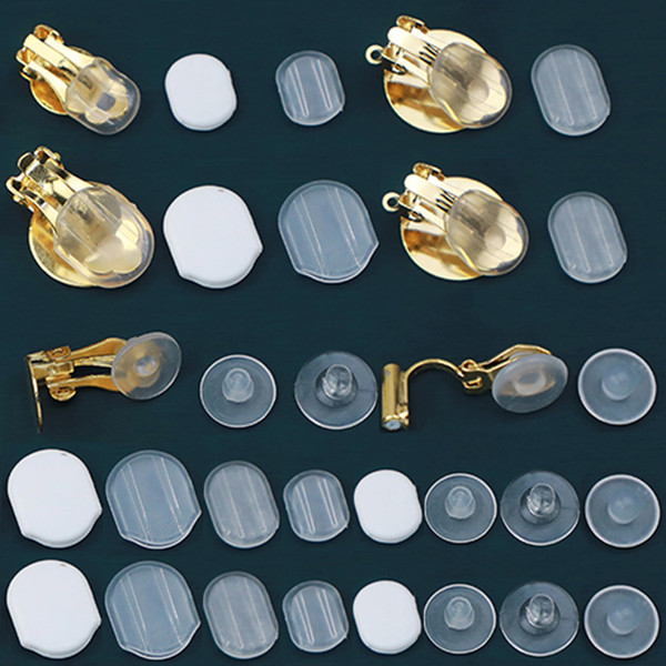 80 Pieces 8 Size Earring Pads TPE Material (Better Than Silicone) Comfort Earring Cushions for Clips on Earrings, Clear, White (Clear White)