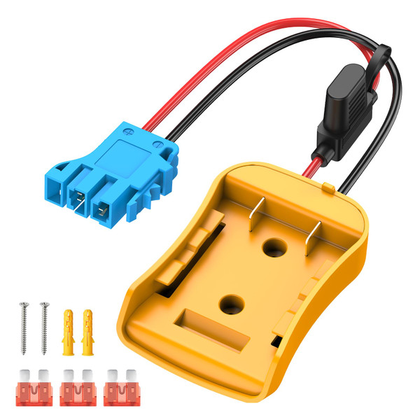 Kzreect Battery Adapter Compatible with Dewalt 20V Battery, Conversion Kit with Fuse Holder and Wire Harness Connector Compatible with with Peg-Perego Kids Ride-on Toy