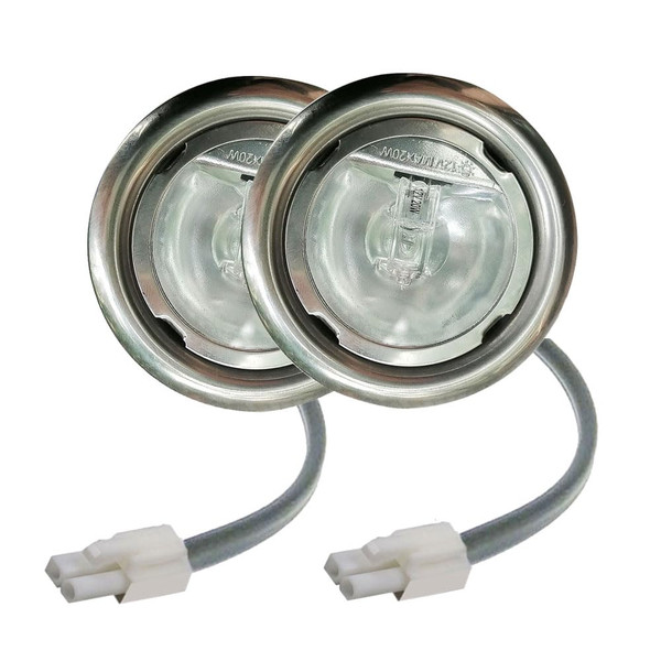 LIDESENMO 2-Pack Old 12V AC Range Hood Light 20W Halogen Bulb for 50-55mm/2.0'' Hole Kitchen Cabinet Bulb for Clear Glass Cover Smoke Exhauster Lamp Ventilator Lighting