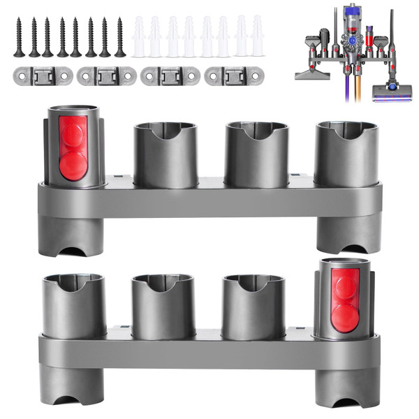 keluke Premium Accessory Holders for Dyson Vacuum Cleaners - Wall Mount and Docking Station Organizer for Dyson V15 V7 V8 V10 V11 Model, with 10 Storage Adapters (2 Pack)