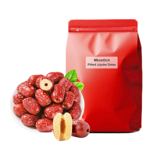 Mkostlich Jujube Date, Pitted Dates Bulk, Chinese Red Date, 1.1lb/500g Large-size Jujubees, Sweet Dried Jujube Fruit for Snacking, Brewing Tea, Soup, Baking, Oatmeal
