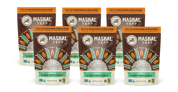 Maskal Teff Organic Ivory Teff Flour, 14 Ounce (6 pack)