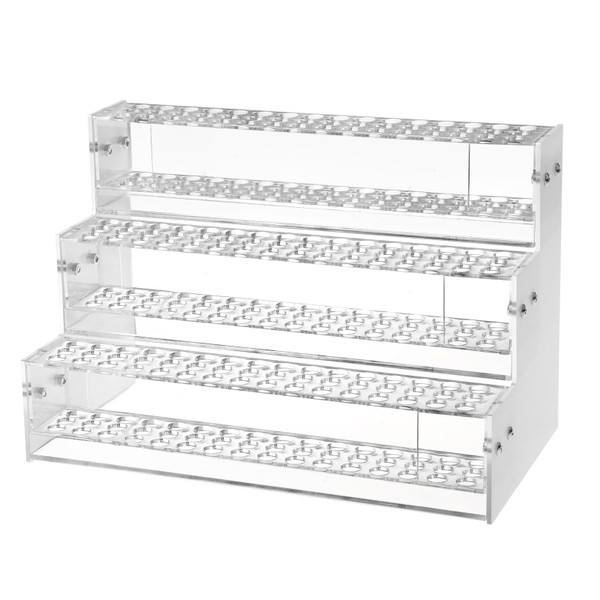 YWJLQH Makeup Paint & Brush Organizer Rack Pen Display Stand, Multi-Level Plastic Organization Rack Pencil Holder, Clear Pen Display Holder 3 Layer 144 Holes for Craft Shows