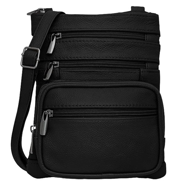 Krediz Leather Crossbody purses for Women - travel bag with 4 Zippers, Soft & Durable Purses for Women Trendy