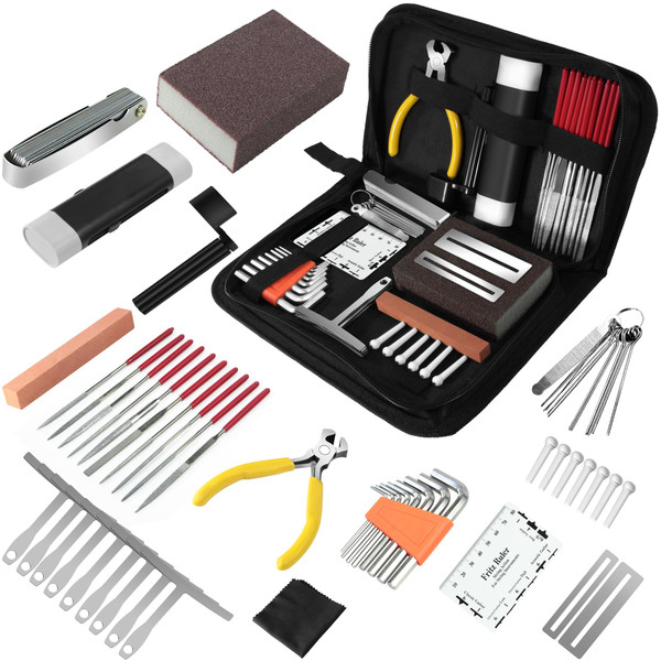 45Pcs Guitar Tool Kit, Guitar Repair Kit, Guitar Setup Kit, Luthier Tools Guitar Kit, Guitar Maintenance Kit Guitar Fret Tools, TIMDAM Guitar Accessories for Ukulele Bass Guitar Gifts for Musicians