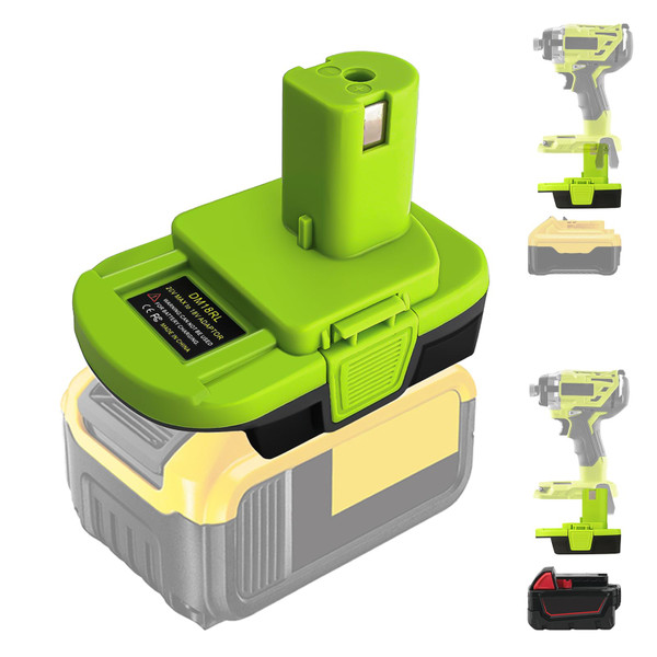 DM18RL Battery Adapter Use for Ryobi Tools,for Dewalt 20V or for Milwaukee 18V M18 Work for Ryobi 18V Cordless Tool,with USB Port
