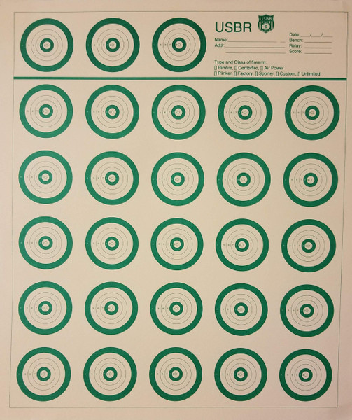USBR Official Targets (United States Bench Rest) 50 Yard, Green, 16" x 14" (50)