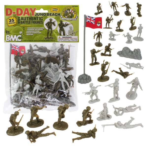 BMC WW2 D-Day Juno Beach Plastic Army Men - 35pc Canada & German Soldier Figures