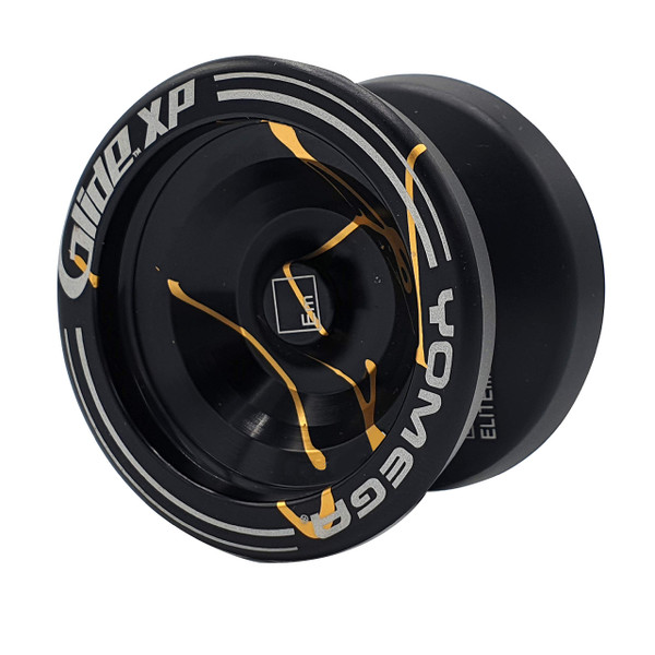 Yomega Glide™ XP – Pro Level Aluminum Metal Yoyo for Advance Players – Wing Shaped, C Size Ball Bearing Yoyo with Adjustable Responsive/Nonresponsive Play + 3 Month Warranty (Black and Gold)