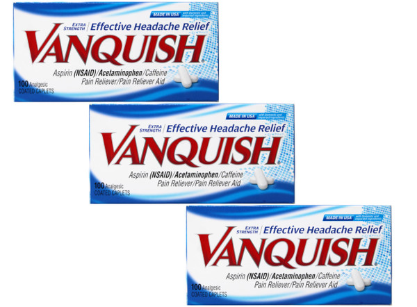 Vanquish Extra Strength Pain Reliever Caplets-100 ct. (Pack of 3)