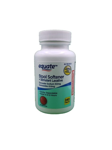 Equate - Stool Softener Plus Stimulant Laxative, 240 Tablets (Compare to Peri-Colace) by Equate