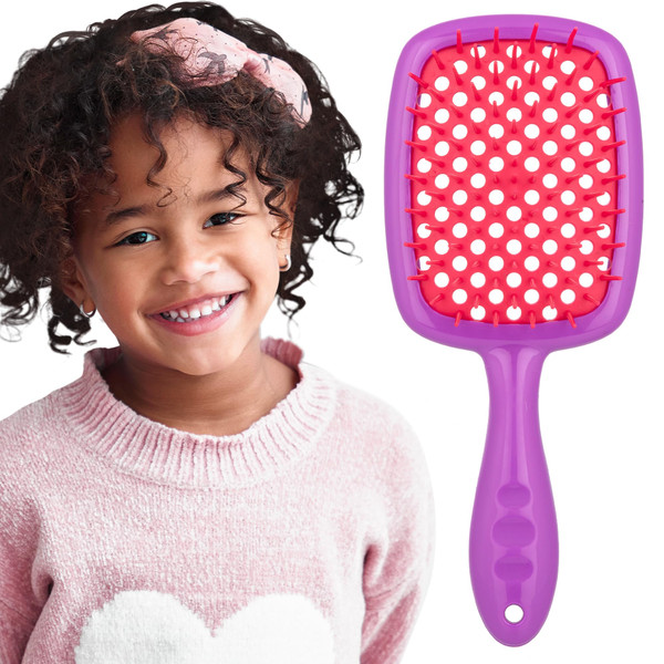 Curl Keeper Kinder Hair Brush - Gentle Detangling Hair Brush Made for Loose, Medium, Tight & Kinky Curls - Detangler Brush for Curly & Wet Hair - Lightweight & Easy to Clean Hairbrush