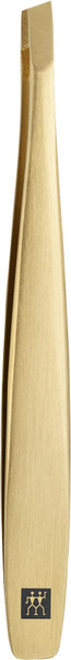 ZWILLING Tweezer Slanted (plucking eyebrows, removing splinters, hand finished, roughened tips, hypoallergenic), Premium, Gold, 3.5 inch