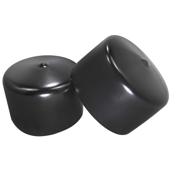 Prescott Plastics 2 1/2” (63.5mm) Outer Diameter Flexible Plastic Hole Caps, Round Black Metal Tubing End Caps, Strong Furniture Leg Inserts, Impact & Weather Resistant, Made in The USA - 4 Pack