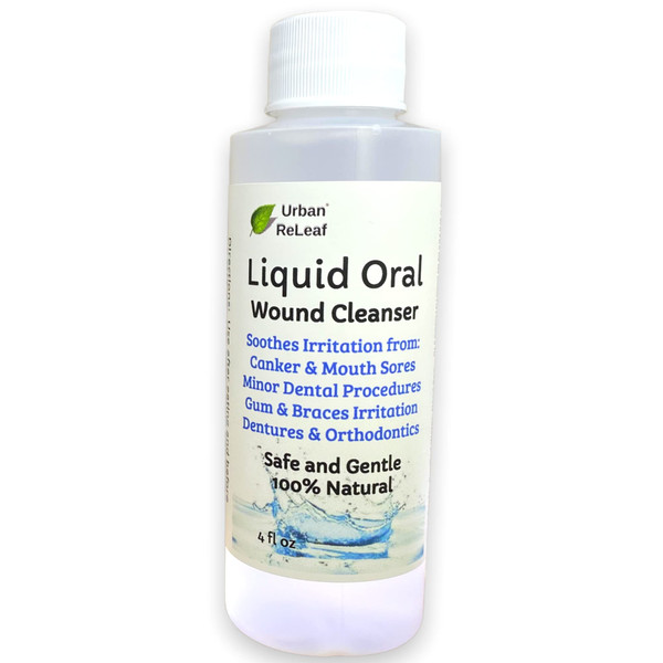 Urban ReLeaf Liquid Oral Wound Cleanser ! Soothe Irritation. Fast Relief! 100% Natural Sea Salt Soak. 4 oz, Ready to use. Dental Work, Braces, Mouth, Gum and Canker sores, Orthodontics, dentures.