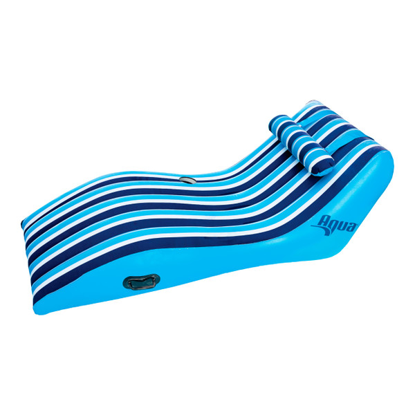 Aqua Ultra-Comfort Floating Pool Chair & Lake Raft with Pillow – 1-Person Heavy Duty Pool Float, Lake Floating Chair – Navy/White Stripe