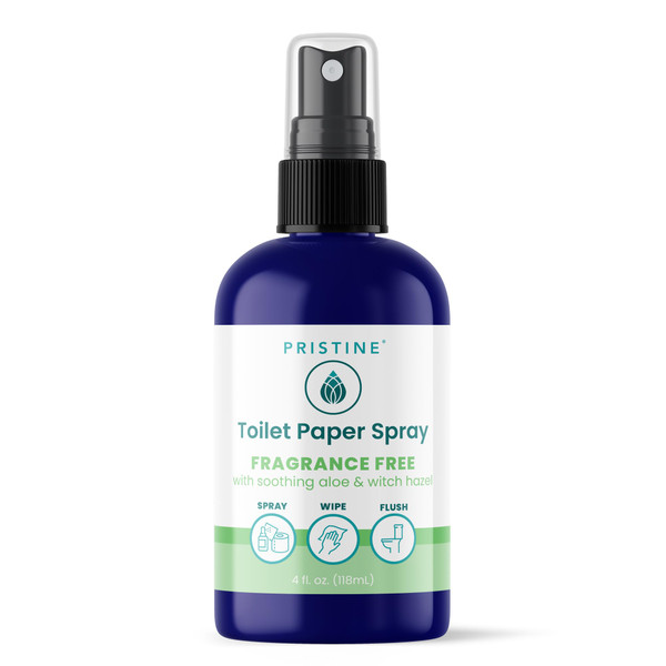 PRISTINE Toilet Paper Spray - As Seen on Shark Tank, More Natural Personal Cleansing Wipes & Flushable Wet Wipes Alternative, Spray Toilet Paper to Create Flushable Wipe, Fragrance Free, 4 fl oz
