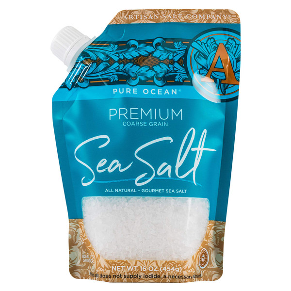 SaltWorks Premium Sea Salt, Coarse, Artisan Pour Spout Pouch, Pure Ocean, 16 Ounce-1769274012