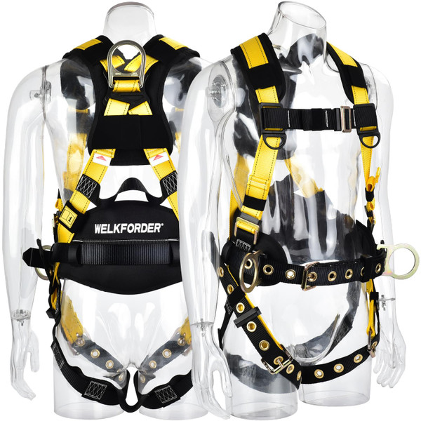 WELKFORDER 3D-Rings Industrial Fall Protection Safety Harness With Waist Tounge Buckle | Leg Tounge Buckles | Waist & Shoulder Pad Support ANSI Compliant [5pt Adjustment]-1769274045