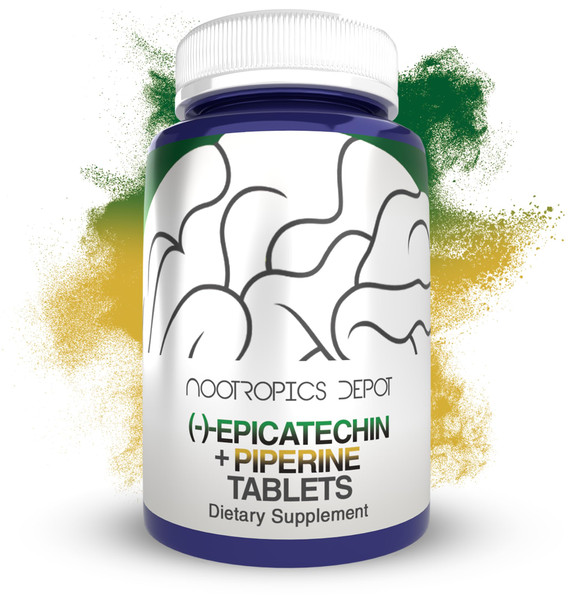 Nootropics Depot Epicatechin Tablets | 200mg (−)−Epicatechin + 6mg Piperine for Bioavailability | Green Tea Extract | Promotes Muscle Mass, Cardiovascular Health, and Energy | 30 Count