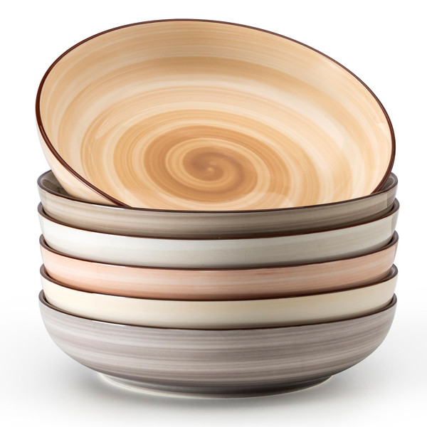 Sweese 6-Pack Ceramic Pasta Bowls, Neutral Extra Large 30 Fl Oz Durable Professional Grade Sweese 6-Pack Ceramic Pasta Bowls, Neutral Extra Large 30 Fl Oz Durable Professional Grade
