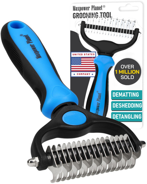 Maxpower Planet Original Pet Grooming Rake - Double-Sided Deshedding Dematting Tool, Undercoat Rake for Dogs & Cats, Extra-Wide Dog Grooming Brush & Deshedder Comb for Long Hair, Reduces Shedding 95%-1769275869