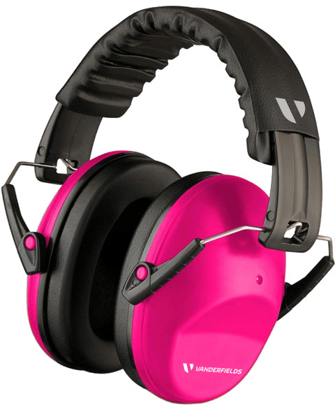 Vanderfields Premium Hearing Protection Ear Muffs - Broad Spectrum Sound Reduction 33.2dB at 2K Hz Noise Cancelling - Headset Safety Noise Cancellation - Headphones Adults and Teens - Pink Rose