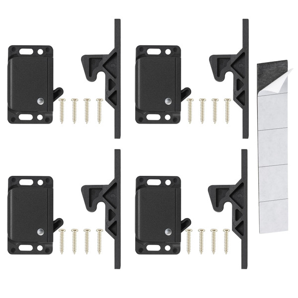 RV Drawer Latches and Catches, 4 Pack RV Cabinet Door Latches and Catches, 10 LBS Pull Force Latch for RV Camper Motor Home Trailor Office Cabinet Drawer, with Mounting Screws and Double-Sided Tape-1769277490