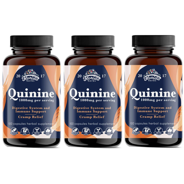 FLORIDA HERBS Leg Cramps Support Organic Pills - 1000 mg - Quinine Tablets for Cramp Defense - Cinchona Bark Herb Supplement - Quinine Capsules for Muscle Cramp - Made in USA - 1000 mg (330 Count)