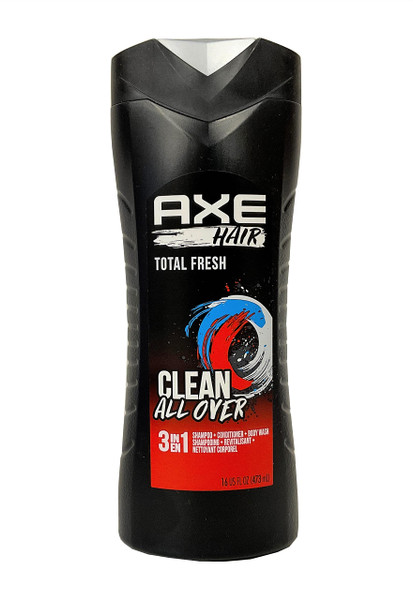 Axe Hair 3 in 1 - Total Fresh - Shampoo + Conditioner + Body Wash - Net Wt. 16 FL OZ (473 mL) Per Bottle - Pack of 3 Bottles-1769279209