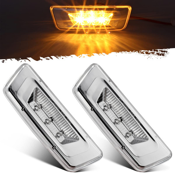 Partsam 2Pcs Replacement for Kenworth T680 T880 and Peterbilt 576 Led Side Marker Turn Signal Lights Assemblies Amber Clear Lens Sealed 6Led Rectangular Cab Roof Marker Lights Lamps LH&RH-1769280088