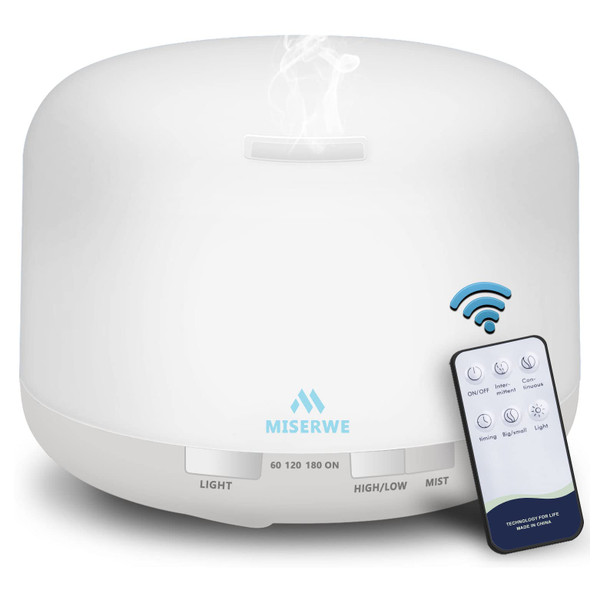 Miserwe 500ml Diffuser with Remote Control Waterless Automatic Shut Off Essential Oil Diffusers with Timing Mode Adjustable Oil Diffuser for Home Miserwe 500ml Diffuser with Remote Control Waterless Automatic Shut Off Essential Oil Diffusers with Timing Mode Adjustable Oil Diffuser for Home