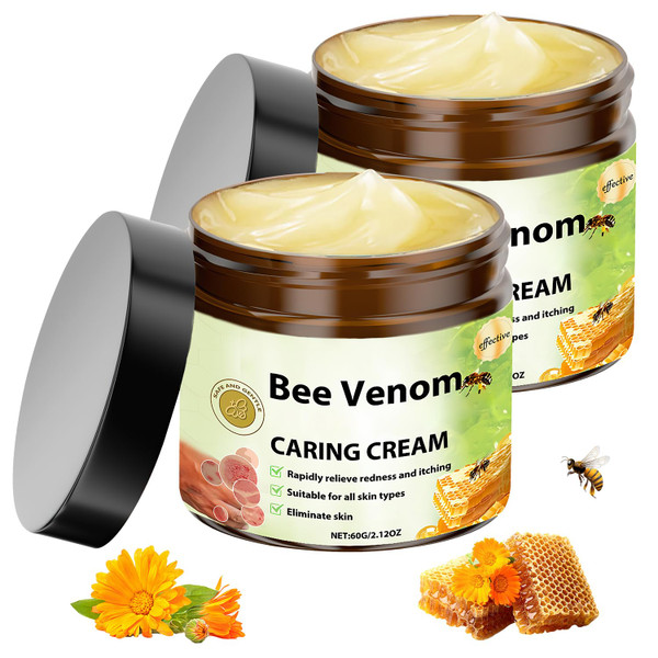 Bee Venom Skin Treatment Cream, Bee Venom Cream, 100% Natural, Effective In Reducing Skin Blemishes, Gentle and Non-irritating, Suitable For All Parts（2PCS