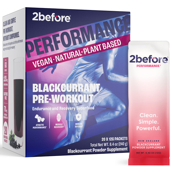 2before Blackcurrant I All Natural Vegan Pre Workout, Caffeine Free I Clean Energy, Endurance, Recovery I Pre Workout Women and Men I 20 x Individual Packets I Informed Sports Certified 2before Blackcurrant I All Natural Vegan Pre Workout, Caffeine Free I Clean Energy, Endurance, Recovery I Pre Workout Women and Men I 20 x Individual Packets I Informed Sports Certified