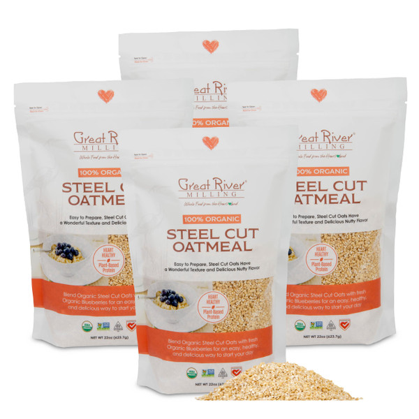 Great River Organic Milling, Oatmeal, Steel Cut Oats, Organic, 22 Ounces (Pack of 4) (Packaging May Vary) Great River Organic Milling, Oatmeal, Steel Cut Oats, Organic, 22 Ounces (Pack of 4) (Packaging May Vary)
