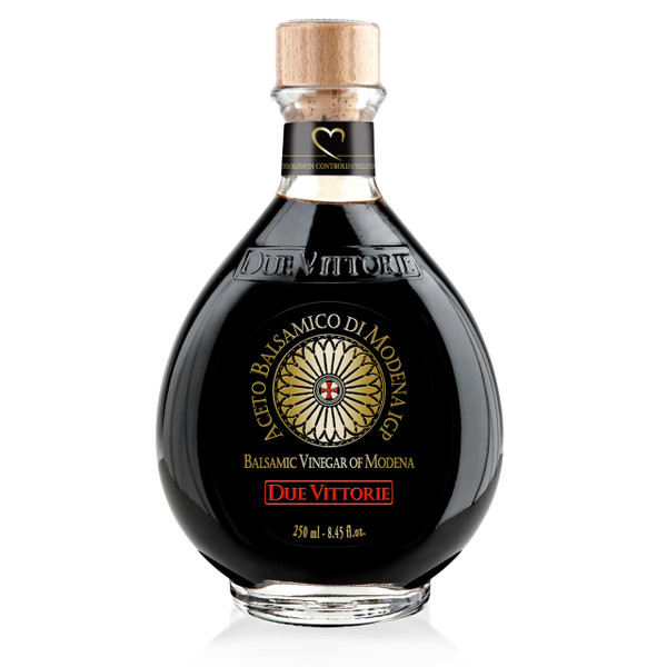 Due Vittorie Oro Gold, Barrel Aged Balsamic Vinegar of Modena IGP With Cork Pourer, All-Natural, Extra Dense Premium Vinegar Aceto Balsamico di Modena IGP Italy - 8.45fl oz / 250ml