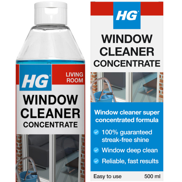 HG Window Cleaner, Super Concentrated Formula, Clean Streak-Free Shine, Used by Professional Cleaners (500ml) - 297050106