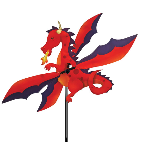 Whirligig Spinner Red Dragon 19" – Mystical Fantasy-Themed Design, Weather-Resistant Outdoor Decor, Durable & Lightweight for Patios, Yards, and Gardens - Eye-Catching Wind Spinner
